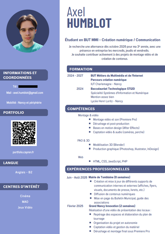 CV d'Axel Humblot